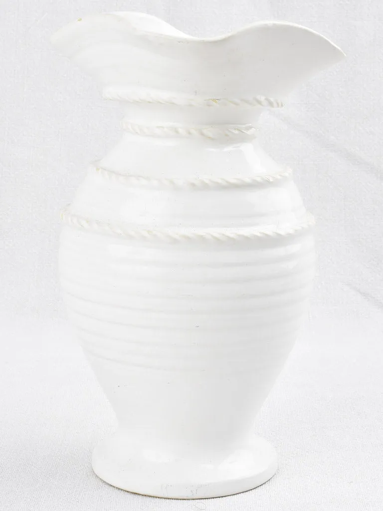 Vintage white glazed ceramic pitcher / carafe - Emile Tessier