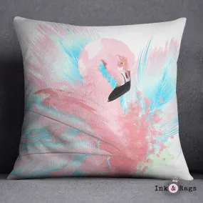 Watercolor Flamingo Throw Pillow