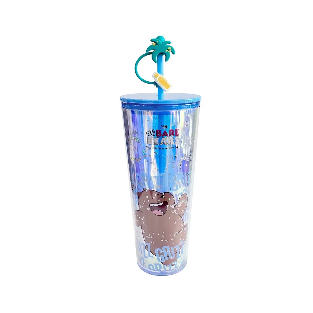 We Bare Bears Seaside Music Festival Double Wall Plastic Tumbler with Straw (800mL)(Grizz)