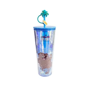 We Bare Bears Seaside Music Festival Double Wall Plastic Tumbler with Straw (800mL)(Grizz)