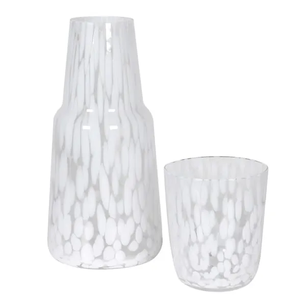 White Confetti Carafe and Tumbler Set