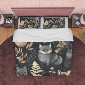 Wolf Midnight Forest Duvet Cover Set, Scary Night Plant Quilt Cover Aesthetic Zipper Bedding, Halloween Room Decor, Jungle Bed Cover