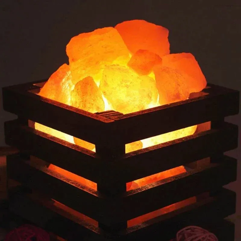 Wooden Basket Salt Lamp