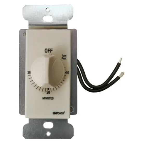 Woods® 59715 In Wall Spring Wound Timer, 30 Minute, Light Almond Color