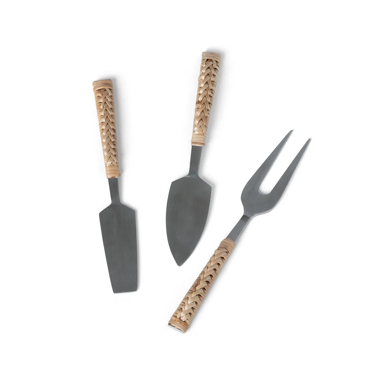 Woven Bamboo Handle Cheese Servers Set of 3