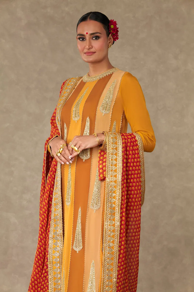 Yellow Sorbet Son-Patti Kurta Set