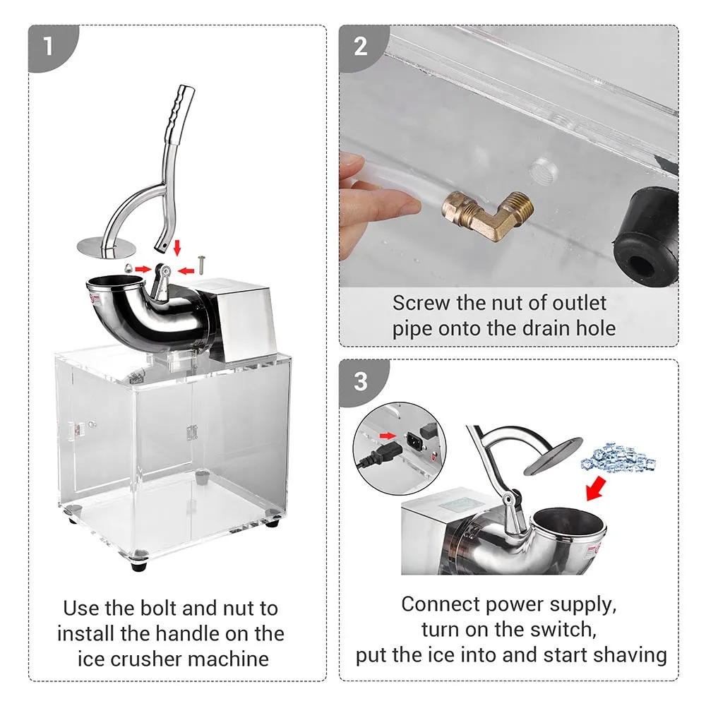 Yescom Electric Snow Cone Machine Ice Shaver w/ Acrylic Case